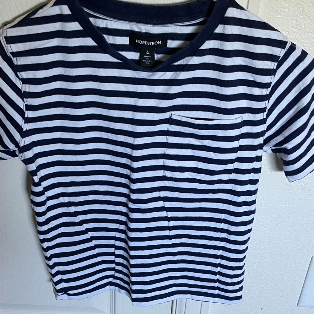 Nordstrom Kids Navy and White Striped Tee